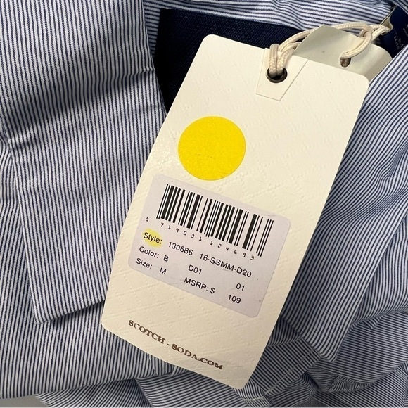 Scotch & Soda Blue Striped‎ Button Up Long Fit Shirt - Picture 6 of 13